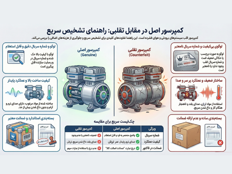 اینفو گرافی تشخیص کمپرسور اصلی از تقلبی